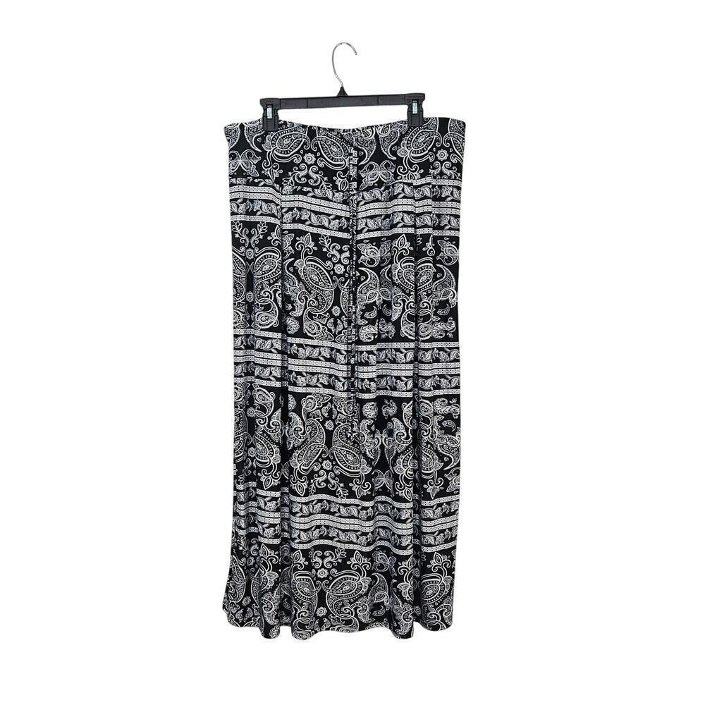 Paisley Maxi Skirt Elastic Waist Women’s Size 2x Plus Metro Wear Pleated Stretch